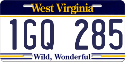 WV license plate 1GQ285