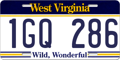 WV license plate 1GQ286