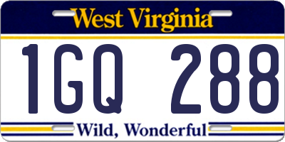 WV license plate 1GQ288