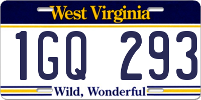 WV license plate 1GQ293