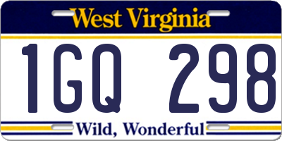 WV license plate 1GQ298