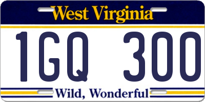 WV license plate 1GQ300