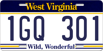 WV license plate 1GQ301