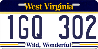 WV license plate 1GQ302