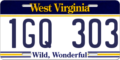 WV license plate 1GQ303