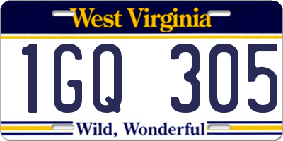 WV license plate 1GQ305