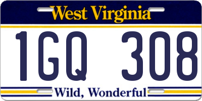 WV license plate 1GQ308
