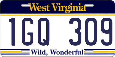 WV license plate 1GQ309
