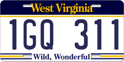 WV license plate 1GQ311