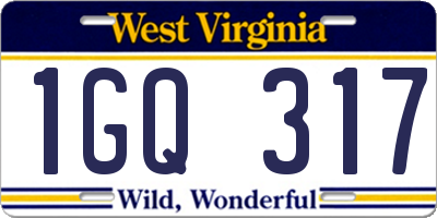 WV license plate 1GQ317
