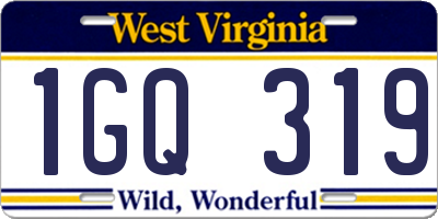 WV license plate 1GQ319