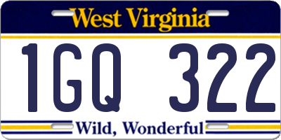 WV license plate 1GQ322