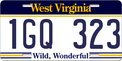 WV license plate 1GQ323