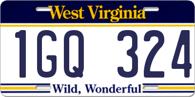 WV license plate 1GQ324