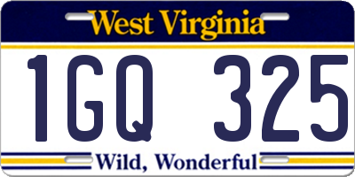 WV license plate 1GQ325