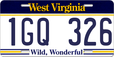 WV license plate 1GQ326