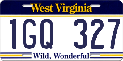 WV license plate 1GQ327