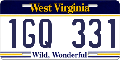 WV license plate 1GQ331