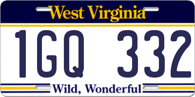 WV license plate 1GQ332