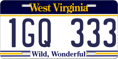 WV license plate 1GQ333