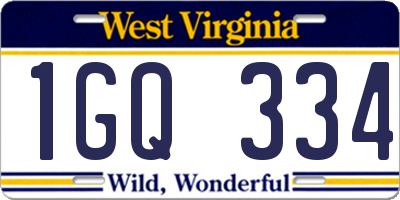 WV license plate 1GQ334