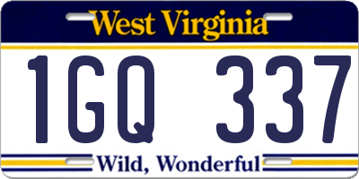 WV license plate 1GQ337