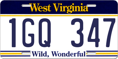 WV license plate 1GQ347