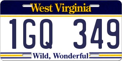 WV license plate 1GQ349