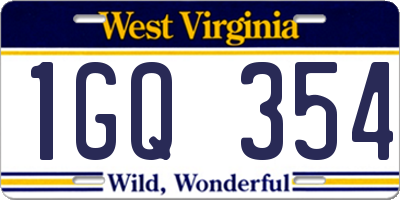 WV license plate 1GQ354