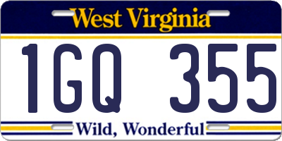 WV license plate 1GQ355
