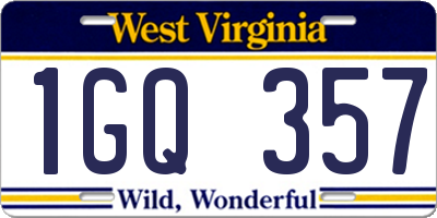 WV license plate 1GQ357