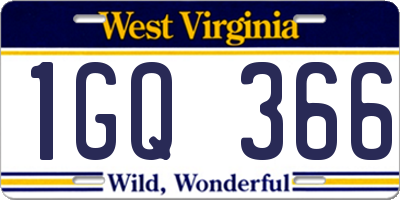 WV license plate 1GQ366