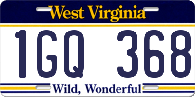 WV license plate 1GQ368