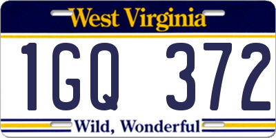 WV license plate 1GQ372