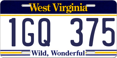 WV license plate 1GQ375