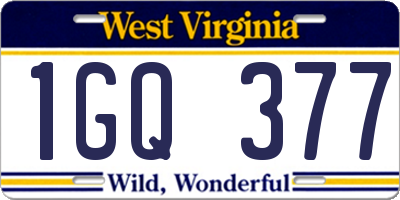 WV license plate 1GQ377