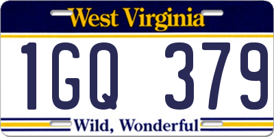 WV license plate 1GQ379
