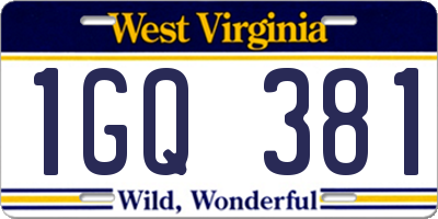 WV license plate 1GQ381