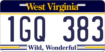 WV license plate 1GQ383