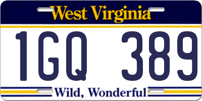 WV license plate 1GQ389