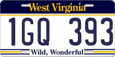 WV license plate 1GQ393