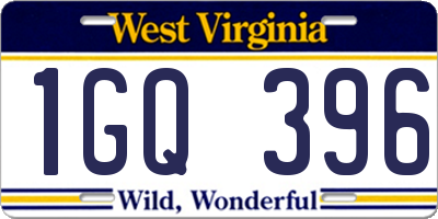 WV license plate 1GQ396