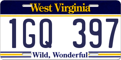 WV license plate 1GQ397