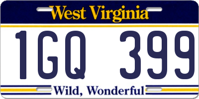 WV license plate 1GQ399