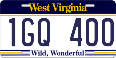 WV license plate 1GQ400