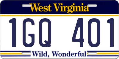 WV license plate 1GQ401