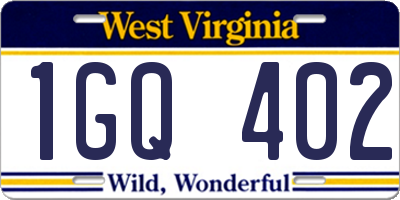 WV license plate 1GQ402