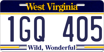 WV license plate 1GQ405