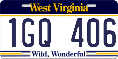 WV license plate 1GQ406
