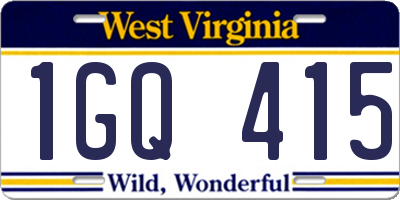 WV license plate 1GQ415
